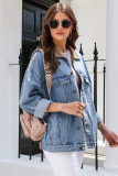 Sky Blue Vintage Corduroy Collar Denim Jacket