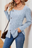Boutique Clothing Wholesale Plain Square Neck Side Button Rib Top