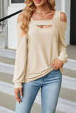 Plain Jacquard Cold Shoulder Long Sleeves Top