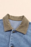 Sky Blue Vintage Corduroy Collar Denim Jacket