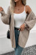 Khaki Ribbed Knitting Front Open Cardigan