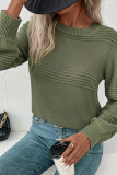 Army Green Crew Neck Knitting Sweater