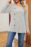 Boutique Clothing Wholesale Plain Square Neck Side Button Rib Top