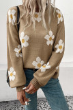 Daisy Jacquard Khaki Knitting Sweater