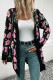 Floral Knitting Front Open Cardigan
