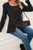 Boutique Clothing Wholesale Plain Square Neck Side Button Rib Top