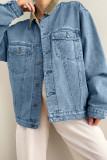 Sky Blue Vintage Corduroy Collar Denim Jacket