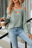 Plain Jacquard Cold Shoulder Long Sleeves Top