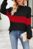 Color Block High Collar Knit Sweater