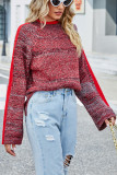 Red Marle Knit Flare Sleeves Sweater