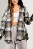 Plaid Wool Button Up With Waffle Knit Hooded Shacket