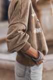 Brown Halloween Slogan Ghost Graphic Sweatshirt