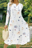 Floral Button Long Dress