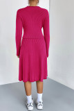 Plain Rib Knit Two Pieces Sweater Dress