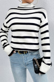Striped Knit Turtle Neck Sweater