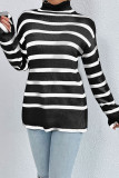 Striped Knit Turtle Neck Sweater