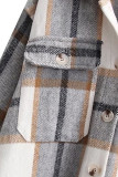 Grey Button Pockets Plaid Shacket