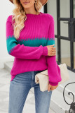 Color Block High Collar Knit Sweater