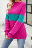 Color Block High Collar Knit Sweater