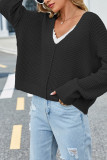 Plain V Neck Exposed Seam Pullover Sweater Boutique Clothing Wholesale