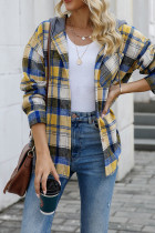 Plaid Wool Button Up With Waffle Knit Hooded Shacket