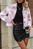 Plaid Button Pockets Fleece Shacket