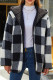 Black Plaid Open Fleece Jacket With Hood