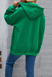 Zipper Hooded Plain Sweatshirt Coat
