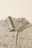 Flaxen Rivet Studded Pocketed Denim Jacket