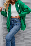 Zipper Hooded Plain Sweatshirt Coat