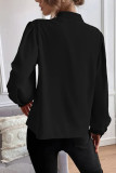 Plain Button V Neck Blouse Shirt