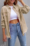 Plain Raw Trim Button Up Denim Jacket Boutique Wholesale