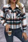 Stripe Plaid Pockets Short Jacket