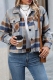 Stripe Plaid Pockets Short Jacket