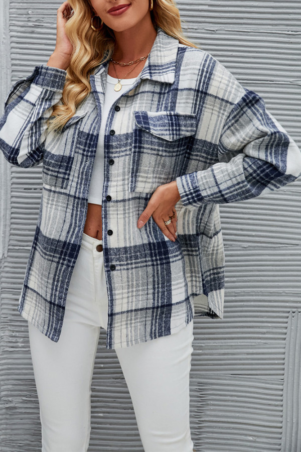 Turndown Collar Plaid SHort Jacket