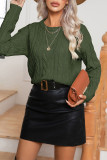 Plain Crew Neck Cable Knit Sweater