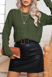 Plain Crew Neck Cable Knit Sweater
