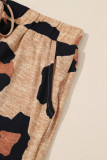 Leopard Animal Print Long Sleeve Pullover and Shorts Casual Outfit