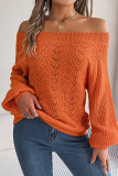 Plain Off Shoulder Crochet Knit Sweater