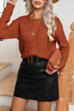 Plain Crew Neck Cable Knit Sweater