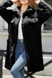 Plain Diamond Texture Button Up Fleece Coat