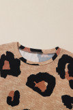 Leopard Animal Print Long Sleeve Pullover and Shorts Casual Outfit