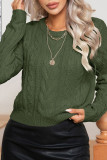Plain Crew Neck Cable Knit Sweater