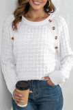 Plain Side Button Texture Knit Sweater
