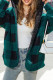 Dark Green Plaid Hooded Fleece Jacket