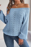 Plain Off Shoulder Crochet Knit Sweater