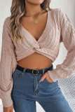 Twisted Bust Cable Knit Crop Sweater Top