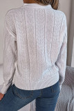 Plain V Neck Button Cable Knit Sweater