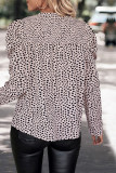 Apricot Leopard Puff Sleeves Top