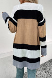 Colorblock Splicing Open Front Cardigan